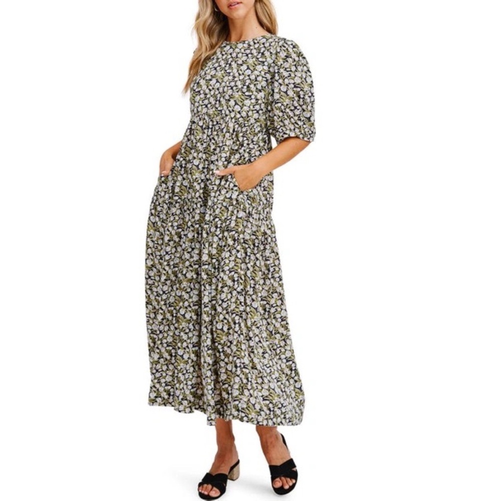 En Saison Floral Maxi Dress - Black and White